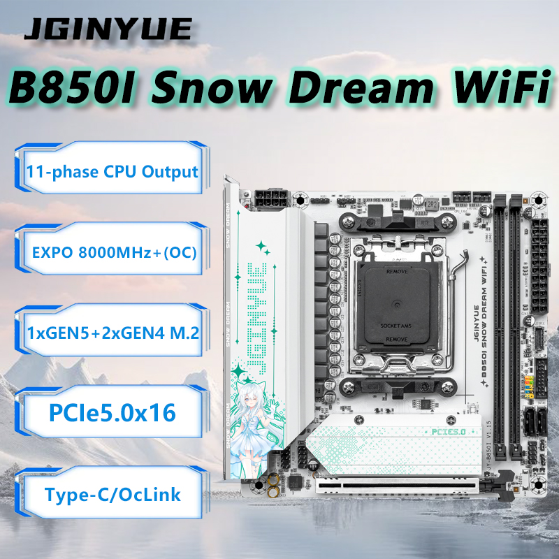 Nas Motherboard 8 Sata Mini Itx - Płyta główna JGINYUE B850i Snow Dream